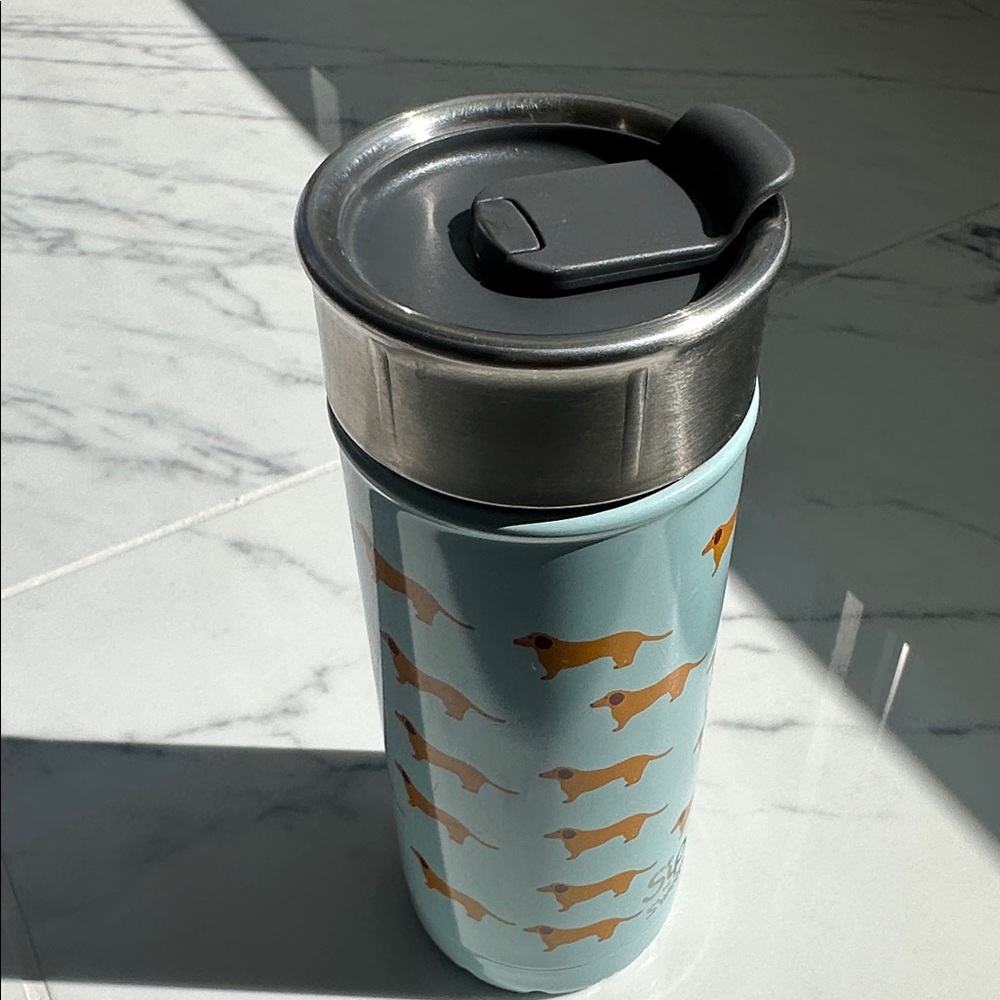 S'well Sip 16oz Dog Patterned Light Blue Bottle